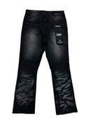 BLACK LIGHT Kids 'Distressed' Flare Fit Denim in Black