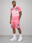 Majestik 'Champion' Rugby Patched Polo Shirt In Pink