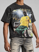 Men’s Rebel Denim 'Icon' Oversized French Terry T-shirt in Black