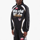 Men's Copper Rivet 'World Wide' Windbreaker Zip-Up Jacket in Black