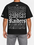 Black Pro Standard Las Vegas Raiders Billboard LCH drop shoulder T-shirt with Raiders logo design on the front.