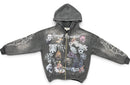 Majestik 'Department' Garment Dyed French Terry Zip Up Hoodie in Black
