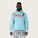 Smoke Rise 'Racing' Double Layer Cropped Hoodie (Sky BL.) FO26S428