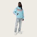 Smoke Rise 'Racing' Double Layer Cropped Hoodie (Sky BL.) FO26S428
