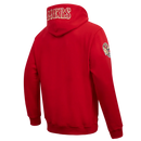 Red Pro Standard San Francisco 49ers hoodie with 'Old English' logo, featuring a front view of the sports hoodie.