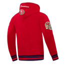 Red Pro Standard San Francisco 49ers hoodie with team badge logo, featuring a comfortable fit and bold team colors.