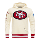 Pro Standard San Francisco 49ers Retro Classics hoodie in eggshell color, featuring team logo and vintage design.