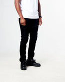 Black rip jeans with rips and biker patch. By Fresh N Fitted 