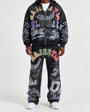 Men's Majestik 'Global' Garment Dyed Heavy French Terry Zip Up Hoodie in Black