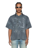 Black fade Ksubi Halftime SS Duke Jersey tee with short sleeves and bold graphic design, casual streetwear style.