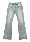Taker 'Rhinestone Cross' Premium stretch Stack Denim (Rustic Blue) T5046 - FRESH N FITTED