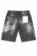Smoke Rise smiley Doodle Denim Shorts Molten Black JS26S425 - FRESH N FITTED