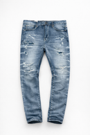 Smoke Rise Slim Lightning Effect Denim Maxell Blue JP24506 - FRESH N FITTED