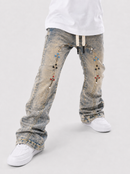 NOBLE Kids 'Outer Space' Premium Rhinestone Flared Denim in Vintage