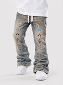 NOBLE Kids 'Outer Space' Premium Rhinestone Flared Denim in Vintage