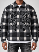 Men's First Row ‘Midnight Flame’ Plaid Shacket - Black