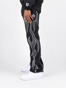 Men's Rebel Denim 'Tribal' Flared Windbreaker Pants - Black