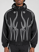Men's Rebel Denim 'Tribal' Hooded Windbreaker Jacket - Black