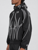 Men's Rebel Denim 'Tribal' Hooded Windbreaker Jacket - Black