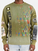 Men's Rebel Denim 'Military' Thermal Long Sleeve Shirt in Olive