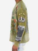 Men's Rebel Denim 'Military' Thermal Long Sleeve Shirt in Olive