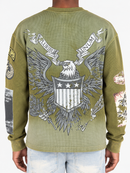 Men's Rebel Denim 'Military' Thermal Long Sleeve Shirt in Olive