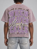 Men’s Rebel Denim 'Heaven Made' Oversized French Terry T-shirt in Sage Pink