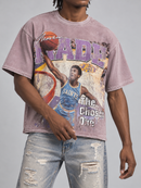 Men’s Rebel Denim 'Heaven Made' Oversized French Terry T-shirt in Sage Pink