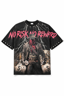 TAKER 'No Risk No Reward' Cropped Terry T-Shirt W/ Rhinestones (Brown) T5211 - FRESH N FITTED