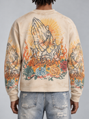Men's Rebel Denim 'Mayham' Thermal Long Sleeve Shirt in Eggshell