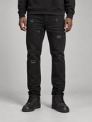Men's Makobi Mancini Twill Black Denim jeans, front view showing fit and stitching details.