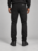 Men's black Makobi Mancini Twill denim jeans, front view showing classic fit and detailed stitching.