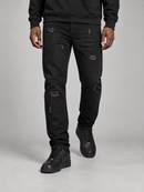 Men’s Makobi Mancini Twill denim in black, close-up of the dark twill fabric with stitching details and classic denim texture.