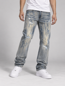 Men’s Makobi Jevanni straight fit denim jeans in dirt wash, showing the classic denim fabric and fit style.