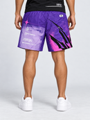Purple Highly Undrtd Apex Predator Shorts with a fitted design, shown on a mannequin. Durable athletic shorts for active wear.