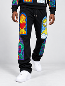 Black Pike 'Stained Glass' Stacked Sweatpants (Black) FB2534S