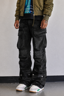 First Row 'Y2K' Utility Cargo Relaxed Fit Denim in Black