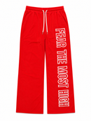 Protector and Maintainer 'FTMH' Flare Fit Nylon Track Pants in Red