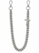 Jewelry Essentials 'Rhinestone Crosses' Pocket Chain (Silver)