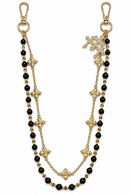 Jewelry Essentials 'Small Crosses' Pocket Chain (Gold/Blk)
