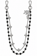 Jewelry Essentials 'Small Crosses' Pocket Chain (Silver/Blk)
