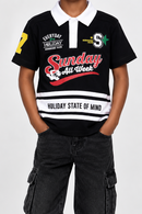 KRYPT Kids 'Sunday' Polo Shirt in Black