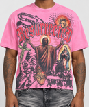 Rebel Minds 'Jesus Relic' Cropped T-Shirt in Pink