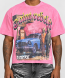 Rebel Minds 'Gas Station' Rhinestone Cropped T-Shirt in Pink