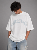 Inner Peace 'Peace Every Where' Oversized Rhinestone T-Shirt (White) - FRESH N FITTED