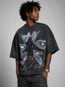 Inner Peace 'Born From Pain' Cropped Rhinestone T-Shirt (Washed Black) - FRESH N FITTED