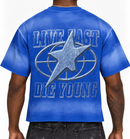 BKYS Mens ‘Ice Cream' Oversized Cropped T-Shirt in Blue