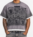BKYS Mens ‘World Hustle' Oversized Cropped T-Shirt in Grey