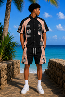 Crafted Nylon Track Suit Button Up In Black