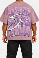 Men’s Rebel Denim 'Heaven Made' Oversized French Terry T-shirt in Sage Pink